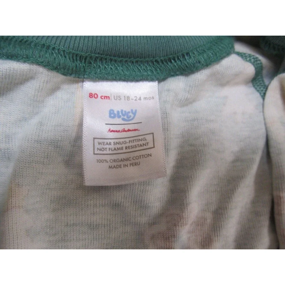 Hanna Andersson Bluey Holiday Sleeper 18–24M Organic Cotton Green Zip Pajamas